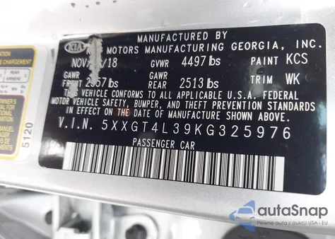 2019 Kia Optima Lx from USA, damaged, VIN 5XXGT4L39KG325976